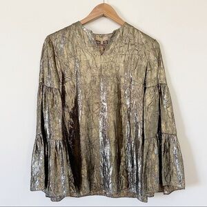 MICHAEL KORS COLLECTION Crushed Silk Lamé Poet Blouse